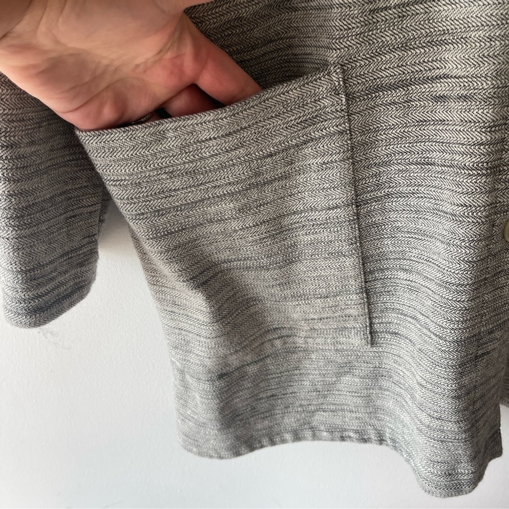 Eileen Fisher Chevron Gray Jacket button up Medium cotton button up office - Picture 6 of 8